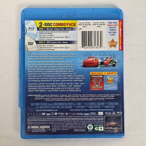 Disney Pixar Cars 2 Blu-Ray + DVD Combo Lightning McQueen - Picture 4 of 4